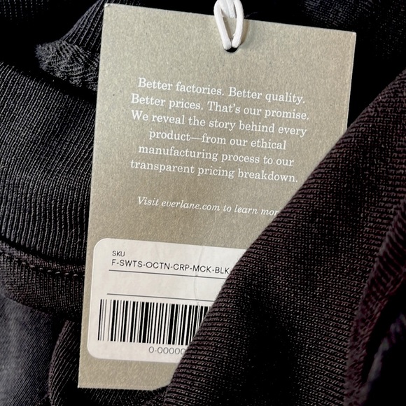 Everlane The Organic Cotton Crop Mock Neck Sweatshirt Black Small Medium Large - Picture 7 of 8